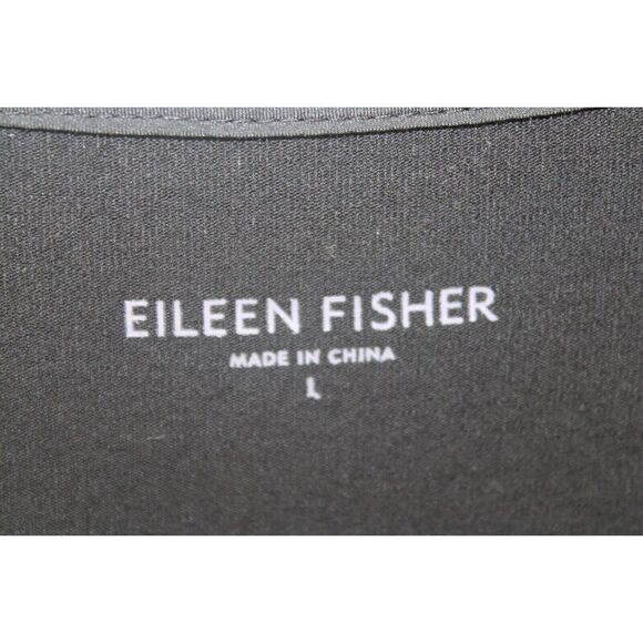 EILEEN FISHER BLACK JERSEY KNIT EMBELLISHED NECKLINE 3/4 SLV TUNIC MINI DRESS L - Picture 5 of 6